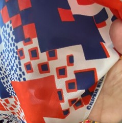 Klopman Mills 1971 Vintage Drapey Woven Dacron Poly Red White Blue 3 YD x 44″