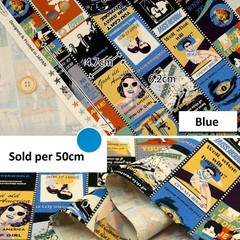 Cinema Film Retro Oxford Cotton Fabric W110cm Made in Japan Sold per 50cm