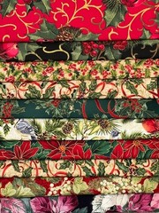 Quilting Fabric Lot – Christmas Holiday Winter Floral, 10 Fat Quarters + 1 FREE!