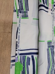 VTG 1972 Mid Century Fabric 4 Yards 44″ Blue Green Berry Geometric Mod Polyester