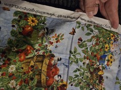 Berry Patch Stripe Wilmington Prints Bird Garden Flower Scene Cotton 36 X 39
