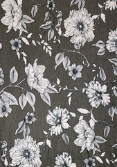 Gray floral Printed spandex stretchable Fabric wrinkle Free Tela 60” W Sold BTY