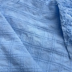 Terry Chenille Checked Blue Fabric Piece 80” Long X 41” Wide Soft Baby Blue New