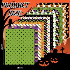 Whaline 12Pcs Halloween Cotton Fabric Bundles 18 X 22 Inch Spider Web Pumpkin