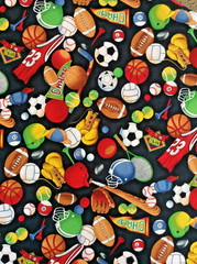 ON THE MOVE by Hoffman International Fabrics – 2 1/3 yds X 42″ – sportsball!