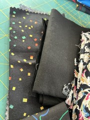Lot of Black Quilt Fabric Remnant Scraps Almost 9 Oz Cotton Dark F65