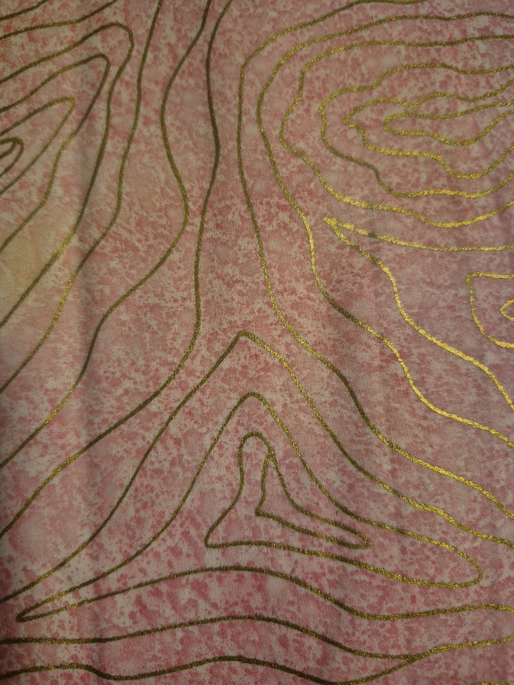 Pink Fabric Interwined With Gold Lines 2 Yards