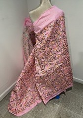 Pink Gold Multi Sequins Embroidery Dupioni Fabrics 44” Width Sold By The Yard