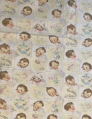 Vintage Unbranded Baby Face Themed Cotton Fabric Nursery 43” BTY Original