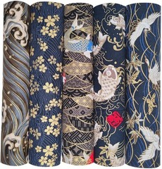 5PCS Cotton Pattern Fabric Bundles Small Flower Pattern Japanese Style Fabric