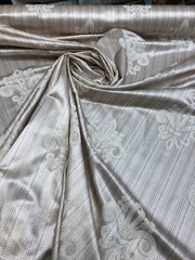 Fleur De Li Oatmeal Stripe Damask Jacquard Drapery Upholstery Fabric By the yard