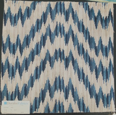 DURALEE Ikat Chevron in Marine Blue & Taupe 16 3/4″ Woven Chenille Fabric Sample