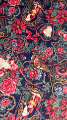 Vtg Cranston VIP Joan Messmore Fabric Christmas Floral Santa Cotton 5 yards