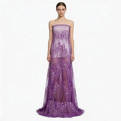 Beads Sequins Embroidery Lace Fabric Mesh Tulle DIY Sewing Wedding Party Dress