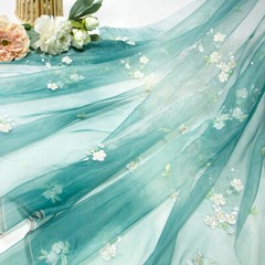 Flower Pear Blossoms Embroidery Chiffon Fabric Chinese Hanfu Sewing Costumes
