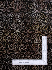 Leaf Swirls Indonesian Batik Fabric Umber Brown Black Cotton Riley Blake Yard