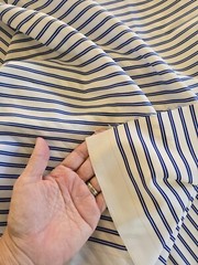 Navy And White Polyester Stripe Blouse Fabric 3 Yards X 66 Inches