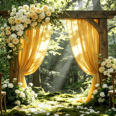 Wedding Arch Draping Fabric 28″ X19Ft, Sheer Chiffon Fabric Backdrop,1 Panel Yel