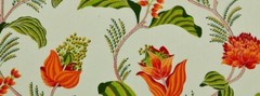 Covington SYLVIE MANDARIN Wide Width Poly Orange Green Floral Drapery Uph Fabric
