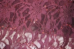 EMBROIDERED FLORAL LACE FABRIC WITH BEAD SPARKLE BURGUNDY 58″ WIDE BY THE YARD