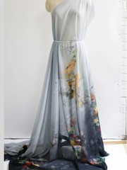 1 yard X 1.48 meter Floral Chiffon Fabric Soft Dress Skirt Hanfu Material Fresh