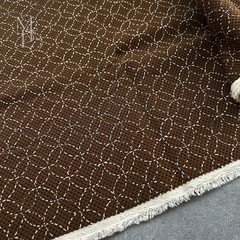 Japanese Sashiko Shippo Tsunagi Cotton Fabric Brown Made in Japan Pattern