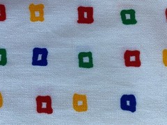 WAVERLY FABRIC~Paint Box~OFF WHITE~Blue Red Yellow Green Squares~49 x 65~COTTON~