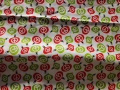 Cotton Fabric. Red/Green Bulbs on White. Pre-cut at 1 yd 10″