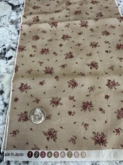 VTG Merlot Rose Bouquet on Mottled Lite Brown Quilt Gate Cotton PREWASHED RARE
