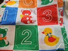 Vintage Whimsical Baby Child Theme Colorful Fabric Pieces Lot 9 Crafts Quilting