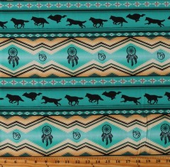 Cotton Southwestern Stripes Tucson Turquoise Fabric Print by the Yard D463.56
