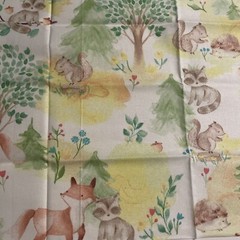 Spring Woodland Animals Cotton Fabric Fat Quarter 18”x22” New
