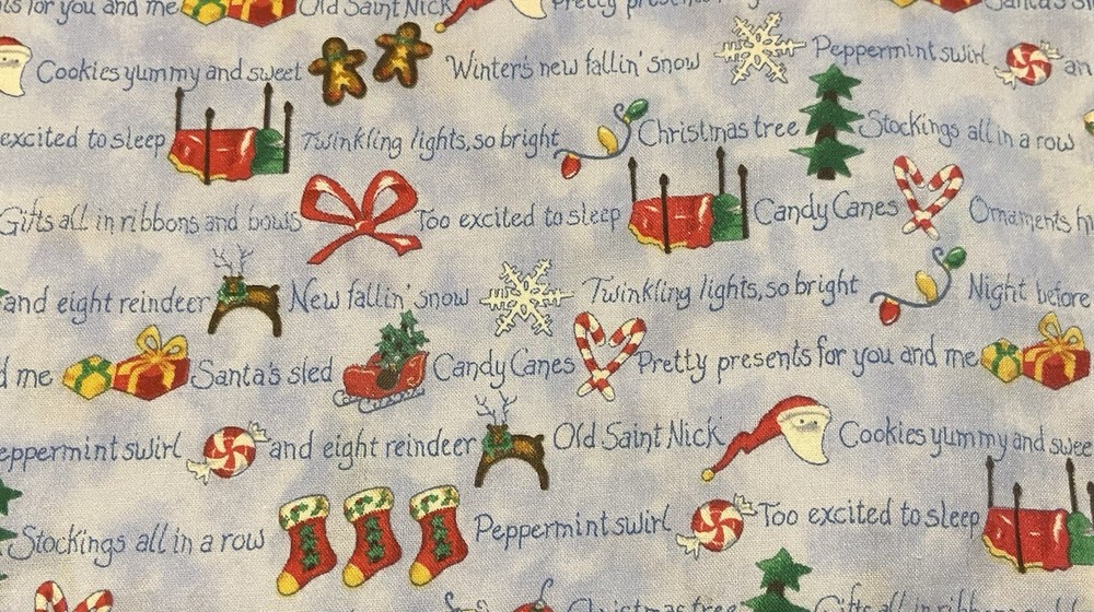 Cotton Holiday Fabric Approx 66” X 42”-New-Reindeer, Santa, Cookies,Blue, Red