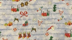 Cotton Holiday Fabric Approx 66” X 42”-New-Reindeer, Santa, Cookies,Blue, Red