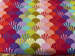 1/2 YD PARISVILLE Deja vu FANS Multi Scallops Cotton Quilt Fabric Tula Pink OOP