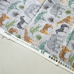 Snuggle Cotton Flannel Fabric Multicolor Animal Print Safari Animals 31 in.