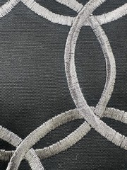 Upholstery Black With Silver Circles Embroidered Fabric, Cotton 4 Yards 58 X 144