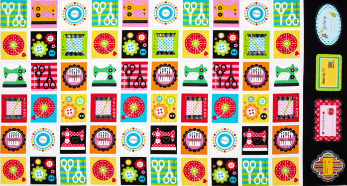 Sewing Made With Love Sew Theme Block Cotton Fabric Kanvas Studio 24″X44″ Panel