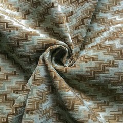 Pale Blue and Brown Mid Century Geometric Velvet Cut Upholstery Fabric 56″
