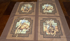 36×44 Cowboy & Horse panels RAWHIDE quilt Fabric Spring Industries Cotton VTG