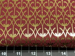 Tina Scrap 9″x21″ Valentine Red Flower Floral Swirl Metallic Gold COTTON Fabric