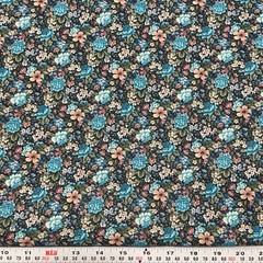 Vintage 1998 Fabric Traditions Blue Florals Cotton Fabric by the HALF YARD 18×45