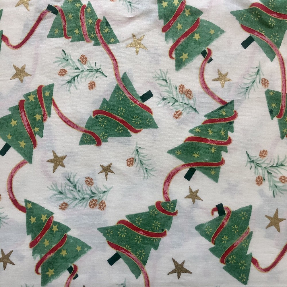 New 4 yd 2″ Holiday Christmas Tree Star Pinecone Ribbon Cotton Quilt Sew Fabric