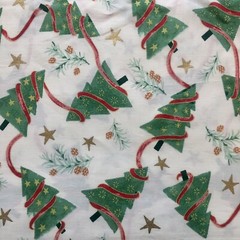 New 4 yd 2″ Holiday Christmas Tree Star Pinecone Ribbon Cotton Quilt Sew Fabric