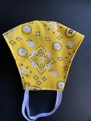 Face Mask triple Layer Handmade Washable Cloth Yellow Bandana