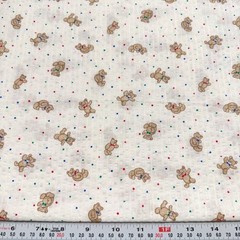 Vintage Wamsutta Bears on White Cotton Seersucker Fabric by the HALF YARD