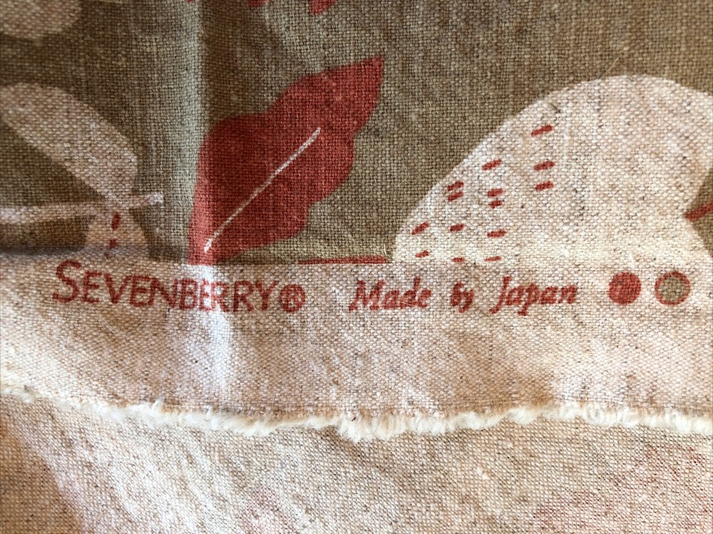SEVENBERRY Cotton Fabric VTG Japan Tan W/Lg Rust&Beige Flowers 1.5 Yds/45”Wide