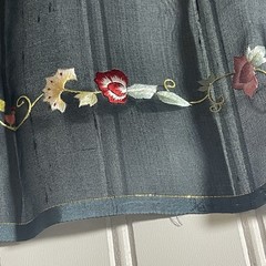 SILK Blue-Gray- flowers FABRIC 3 Yards x 21 Inches Wide or 108 Inches x 21 Wide