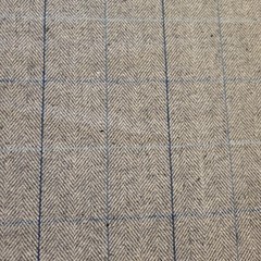 Gray Herringbone with Blue Windowpane Wool Suiting – Buttery Soft! LAST PIECE!