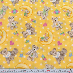 The Boyds Collection Bears on Yellow by Spectrix Cotton Fabric Remnant 14″ x 43″